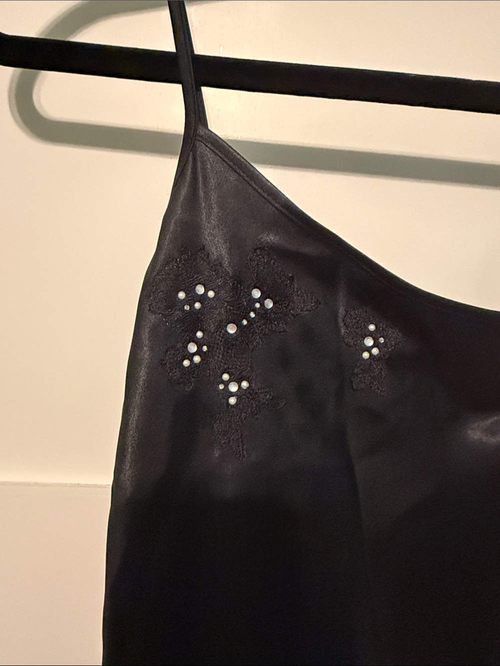 Vintage Victoria’s Secret Black Satin A-Line Slip Dress Tunic with Sequin Detail - Picture 6 of 8